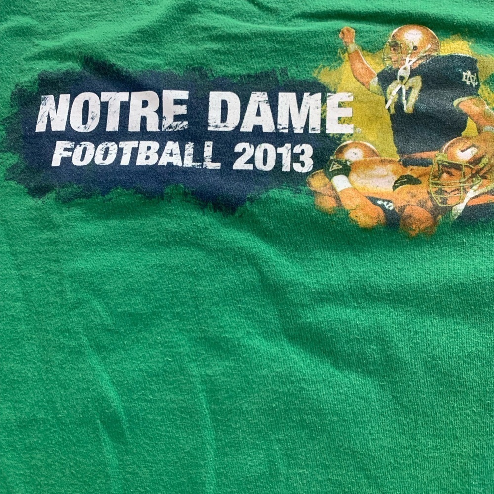 Notre Dame Football Green 'We Rise to Victory' Football T-Shirt Unisex - Picture 8 of 9